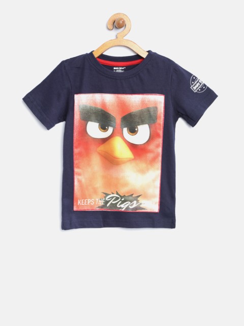 

YK Boys Navy Blue & Red Angry Birds Print T-shirt