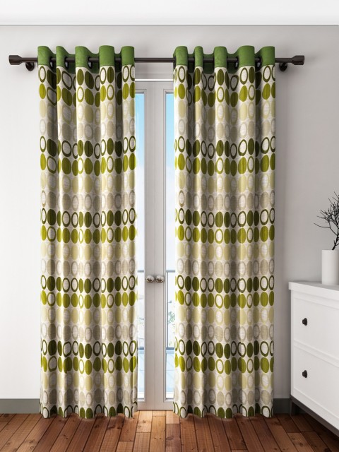 

Cortina Set of 2 Green & Beige Printed Jacquard Door Curtains