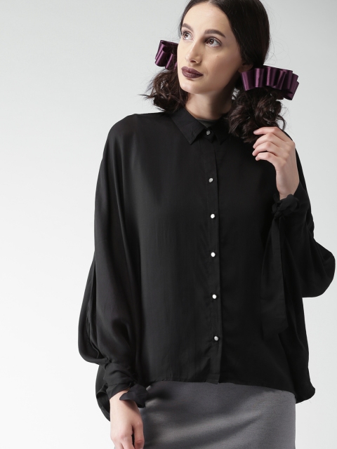 

Encrypt Women Black Solid Shirt Style Top