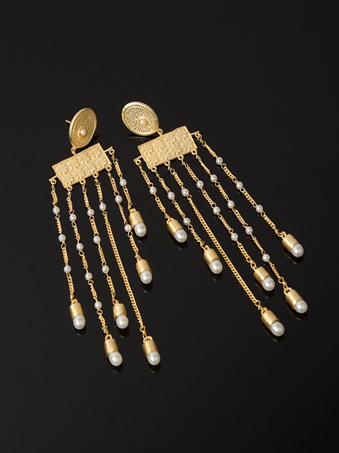 

Studio Voylla Dear Daisy Gold-Toned Contemporary Drop Earrings