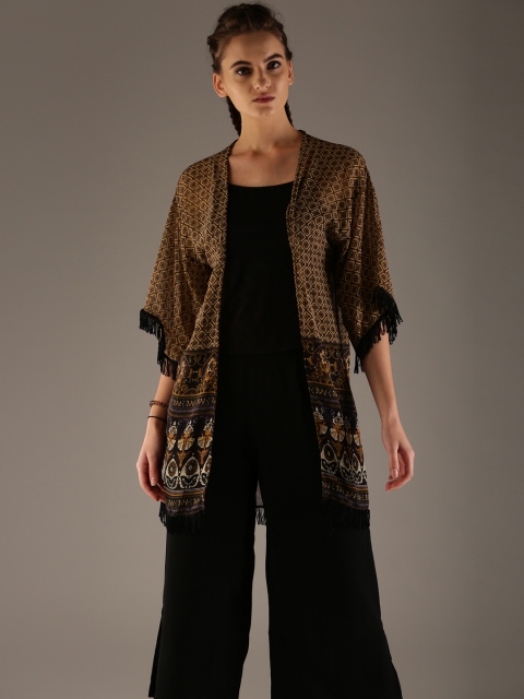 

Flying Machine Brown Printed Shrug