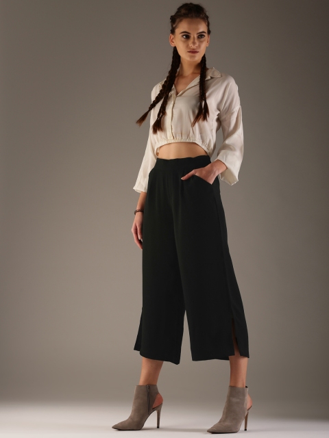 

Flying Machine Women Black Regular Fit Solid Culottes