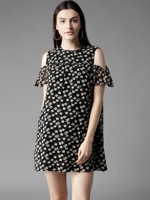 

Flying Machine Women Black & Beige Printed Shift Dress