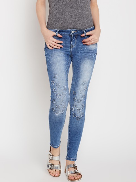 

Deal Jeans Women Blue Embellished Skinny Fit Mid-Rise Clean Look Stretchable Jeans