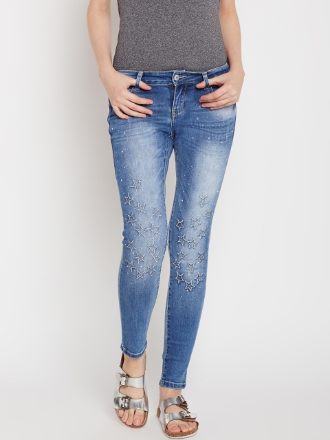 

Deal Jeans Women Blue Embellished Skinny Fit Mid-Rise Clean Look Stretchable Jeans