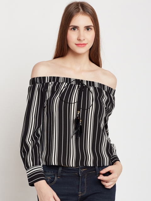 

Deal Jeans Women Black Striped Bardot Top