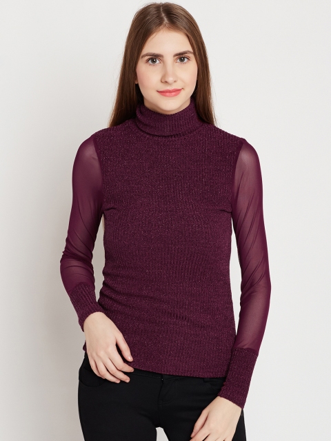 

Deal Jeans Women Burgundy Shimmer Fitted Top