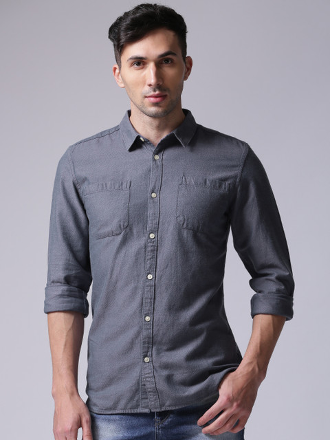 

YWC Men Blue Smart Regular Fit Self Design Casual Shirt
