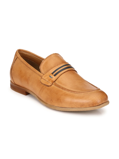 

Alberto Torresi Men Tan Brown Perforated Semiformal Slip-Ons