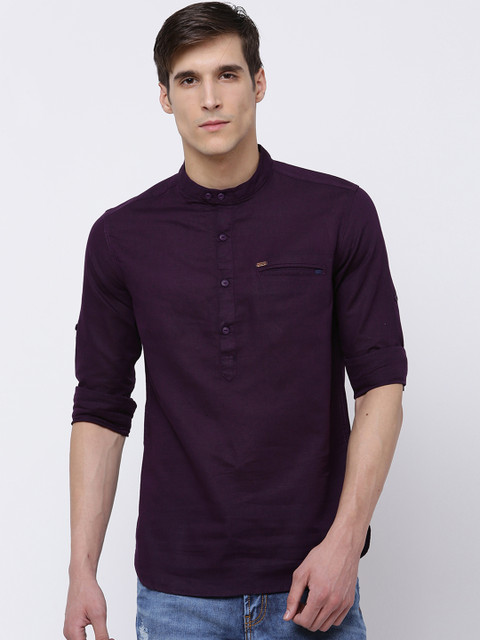 

LOCOMOTIVE Men Purple Slim Fit Solid Casual Shirt