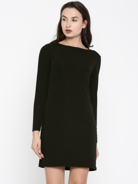 

U.S. Polo Assn. Women Black Self Design A-Line Dress