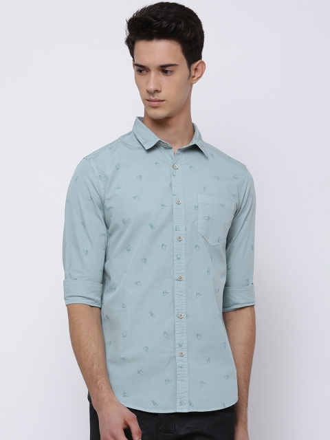 

LOCOMOTIVE Men Green Slim Fit Printed Casual Shirt