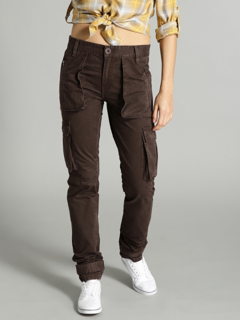 

Roadster Women Brown Regular Fit Solid Regular Trousers