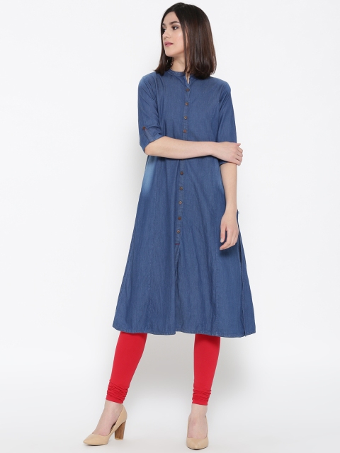 

Shree Women Blue Solid Straight Kurta