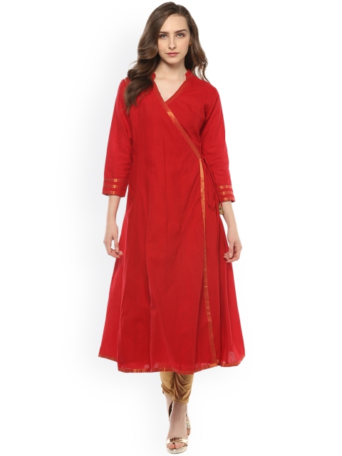 

Bhama Couture Women Red Solid Anarkali Kurta