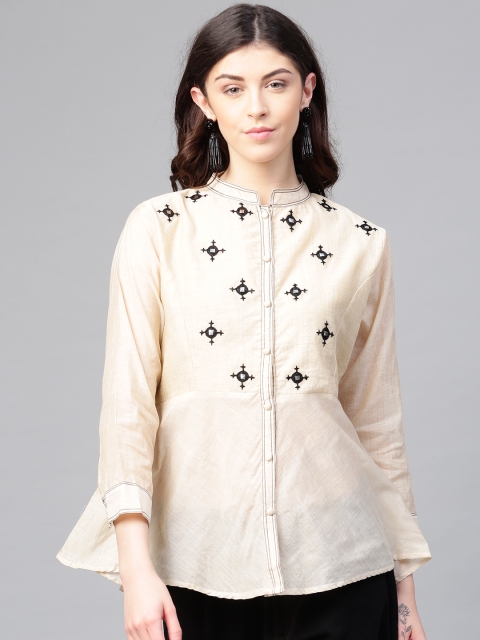 

Bhama Couture Women Beige Self-Design Top