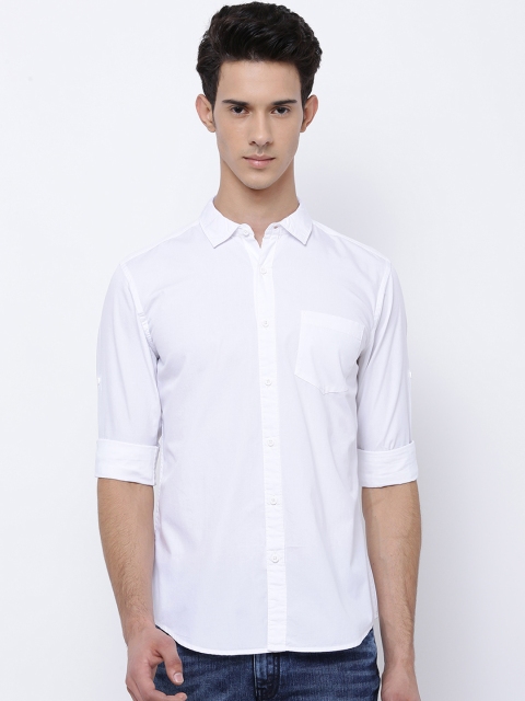 

HIGHLANDER Men White Slim Fit Solid Casual Shirt