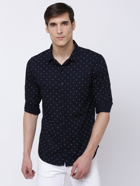 

HIGHLANDER Men Navy Blue Slim Fit Printed Casual Shirt