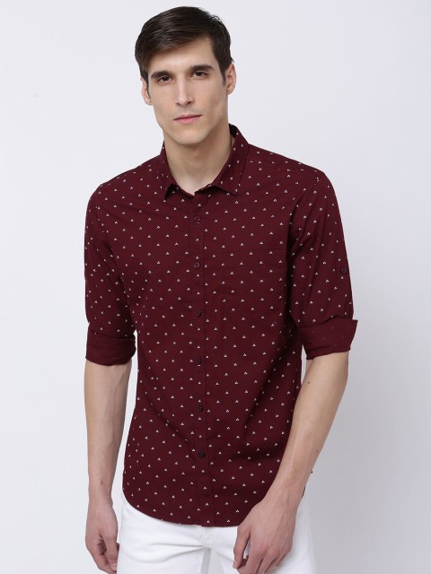 

HIGHLANDER Men Maroon Slim Fit Printed Casual Shirt
