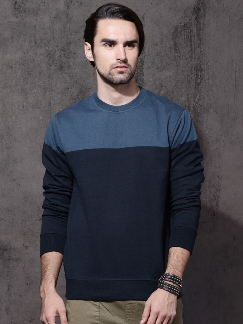 

Roadster Men Blue Colourblocked Sweatshirt