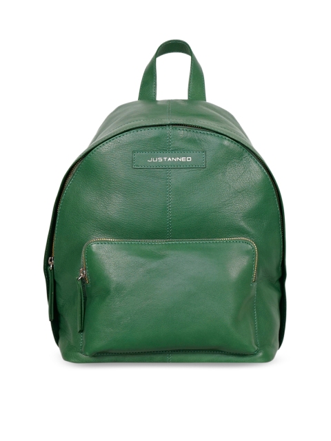 

Justanned Women Green Solid Leather Backpack