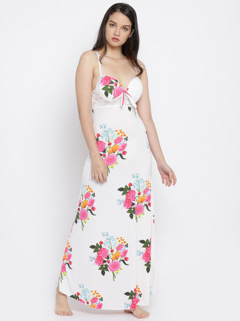 

Sweet Dreams White Floral Print Babydoll Nightdress BD15G7