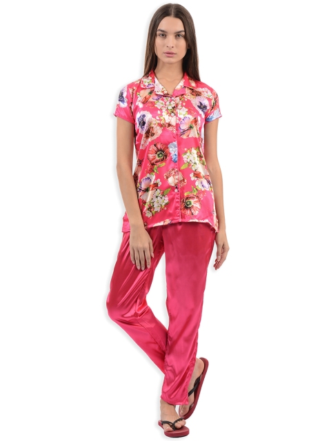 

Sweet Dreams Pink Satin Printed Night Suit