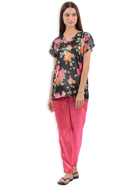 

Sweet Dreams Black & Pink Printed Night Suit