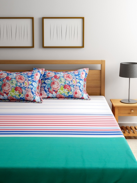 

Portico New York Multicoloured Printed King Bedsheet with 2 Pillow Covers, Multi