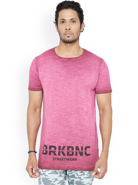 

Breakbounce Men Pink Solid Round Neck T-shirt