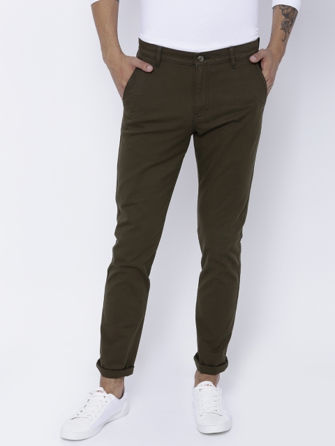 

HIGHLANDER Men Olive Green Slim Fit Solid Chinos