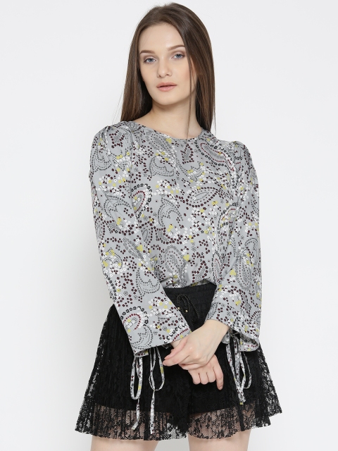 

Moda Rapido Women Grey & Black Printed Top