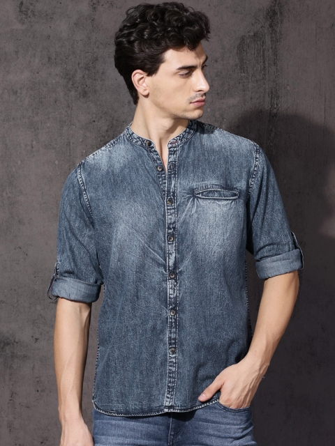 

Roadster Men Blue Regular Fit Faded Casual Shirt