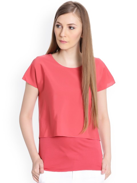 

United Colors of Benetton Women Pink Solid Layered Top