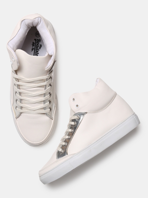 

Roadster Women Off-White Solid Mid-Top Sneakers