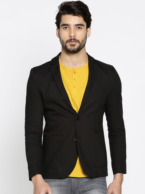 

The Indian Garage Co Black Slim Fit Single-Breasted Blazer