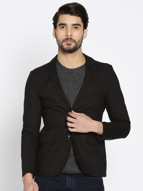 

The Indian Garage Co Men Black Solid Single-Breasted Slim Fit Casual Blazer