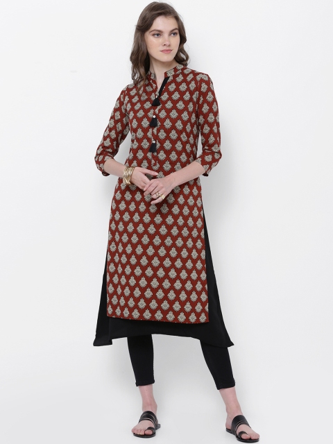 

Vishudh Women Brown Printed Layered A-Line Kurta