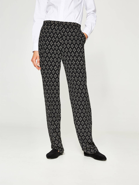

OVS Women Black & White Printed Casual Trousers