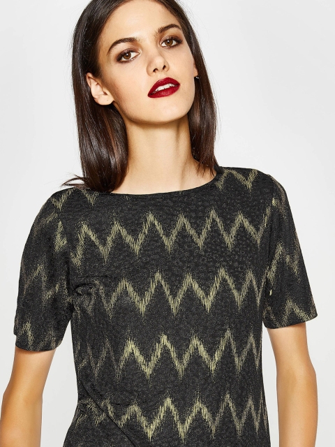 

OVS Women Black Chevron Pattern Top