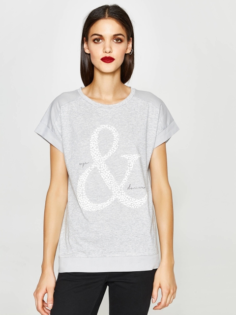

OVS Women Grey Melange Printed Top