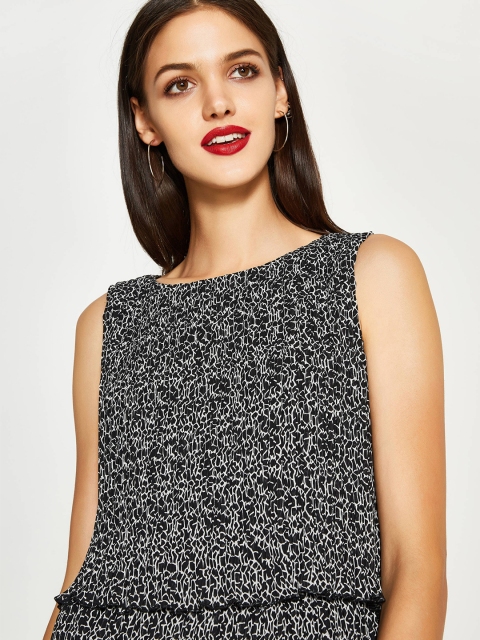 

OVS Women Black & White Printed Layered A-Line Dress