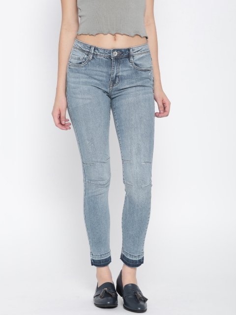 

OVS Women Blue Skinny Fit Mid-Rise Low Distress Stretchable Jeans