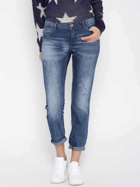 

OVS Women Blue Mid-Rise Low Distress Jeans