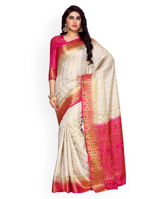 

MIMOSA by Kupinda Beige Art Silk Woven Design Kanjeevaram Saree
