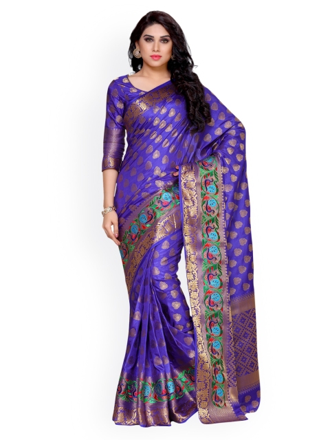 

MIMOSA Blue Art Silk Embroidered Kanjeevaram Saree