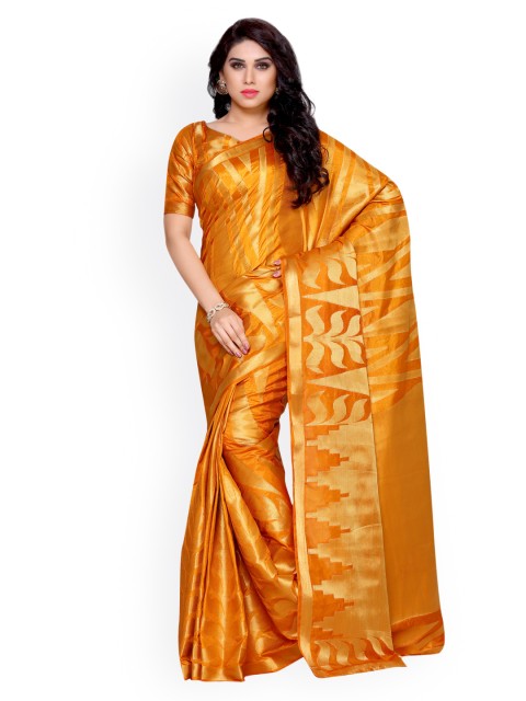 

MIMOSA Mustard Yellow Art Silk Woven Design Kanjeevaram Saree