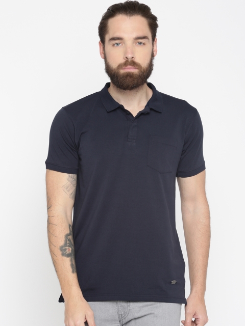 

Roadster Men Navy Blue Solid Polo Collar T-shirt