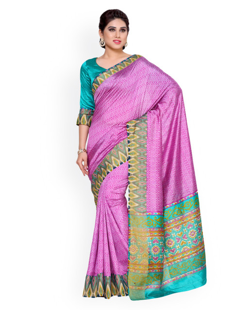

MIMOSA Pink Art Silk Printed Saree