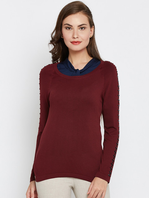 

Wills Lifestyle Women Burgundy Solid Top